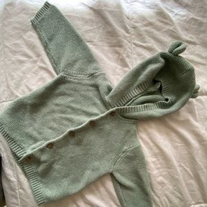 H&M 18 month Hooded Baby Cardigan light green bear sweater